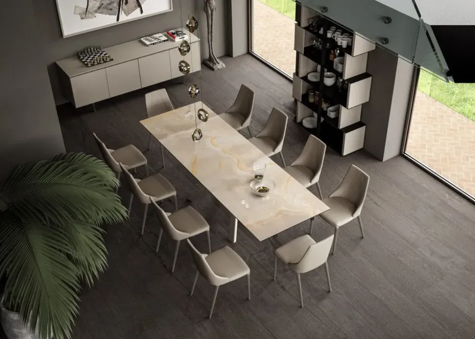 Tavolo rettangolare con basamento centrale Tavolo allungabile 12 persone boston 51 made in italy Md work scontato