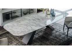 Tavolo rettangolare con basamento centrale Eliot keramik Cattelan scontato