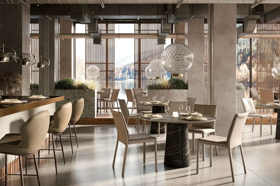 Tavolo rotondo in ceramica Cuba keramik bistrot di Cattelan italia in Offerta Outlet