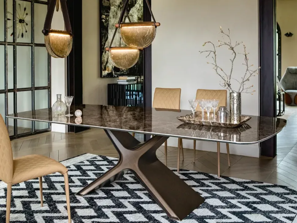 Tavolo sagomato in vetro Calliope xxl di Tonin casa in Offerta Outlet