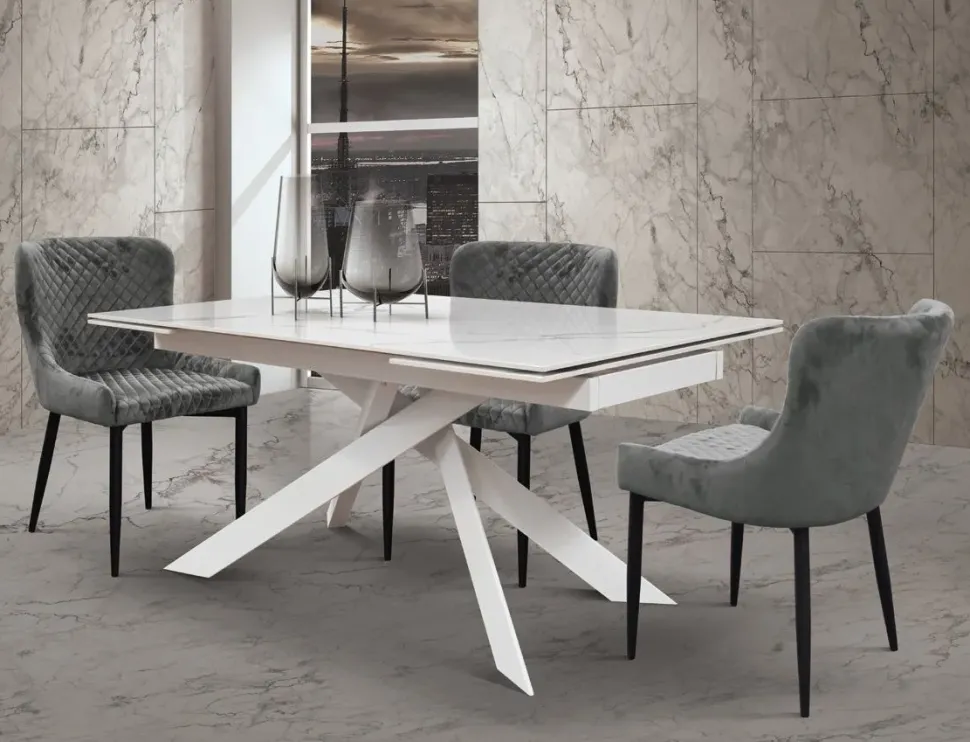 Tavolo Tavolo allungabile bianco statuario Md work in OFFERTA OUTLET -45%