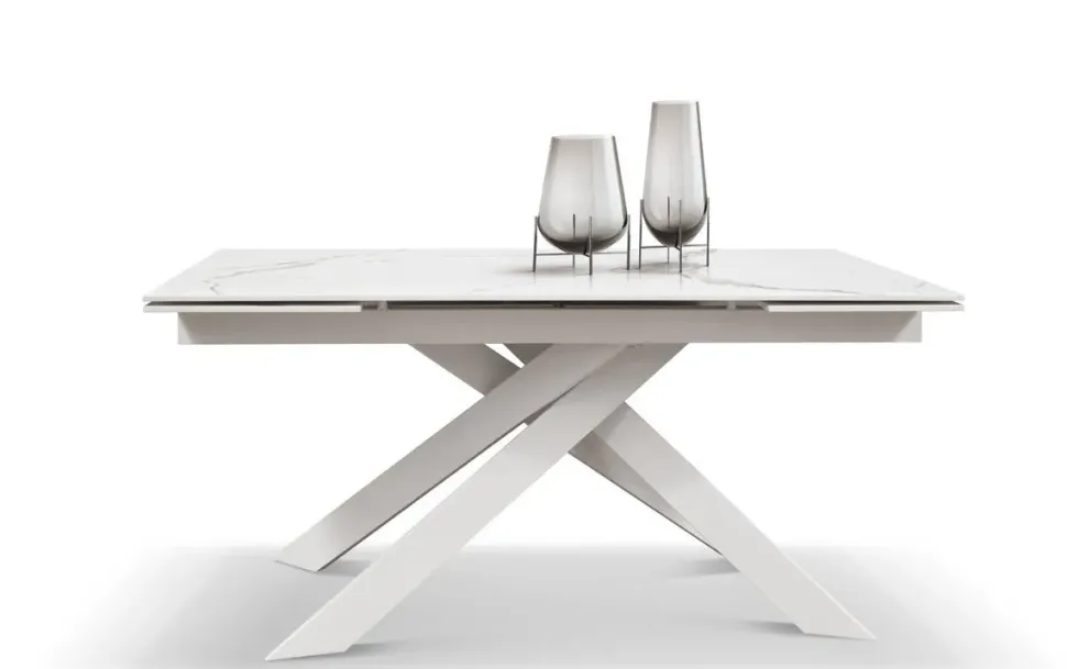 Tavolo Tavolo allungabile bianco statuario Md work in OFFERTA OUTLET -45%