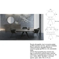 Tavolo Tavolo in ceramica allungabile nero  Md work a prezzo ribassato