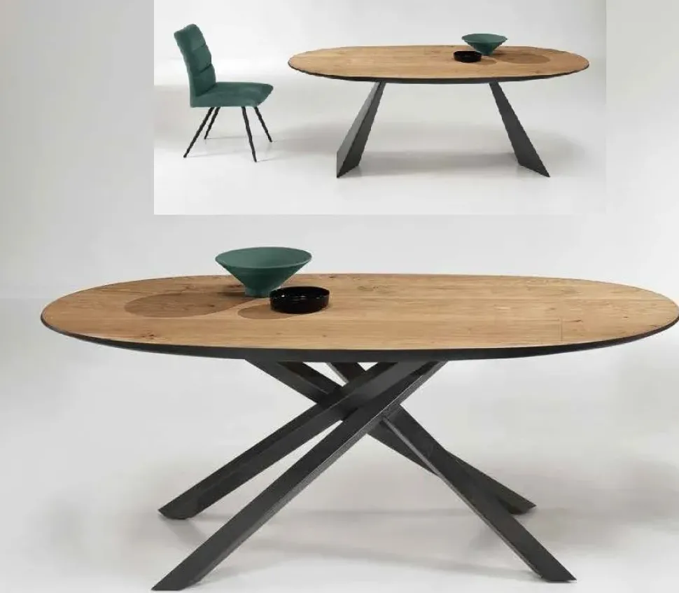 Tavolo Tavolo ovale impiallacciato 2 colori Md work in OFFERTA OUTLET